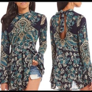 FREE PEOPLE LADY LUCK PRINTED TUNIC